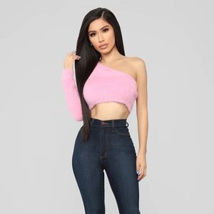 Fashion Nova Fuzz What You Heard One Shoulder Sweater